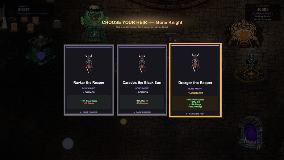Bonecount: choosing a legendary heir