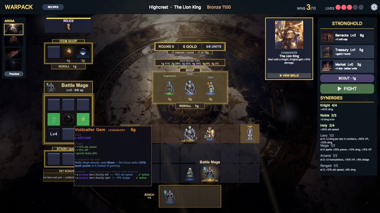 Warpack: the shop and backpack